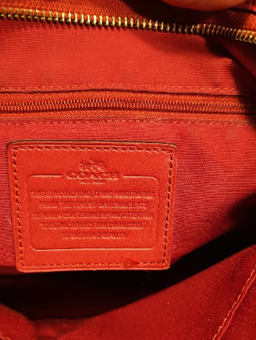 Coach Brown Signature Crossbody with Red Trim